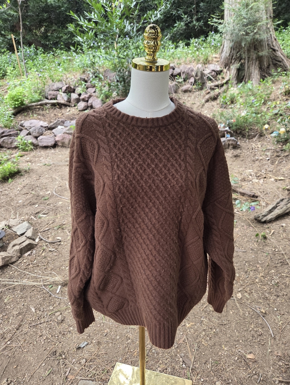 Aritzia Sunday Best Brown Cable Knit‎ Pull Over Sweater Size Small